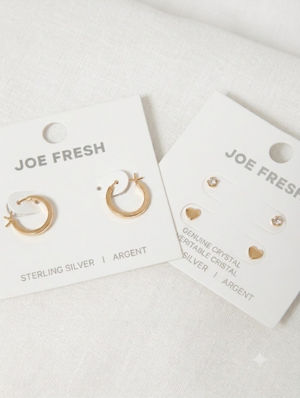Sterling Silver Earrings - 3 Pairs - Studs & Hoops - Goldtone Crystal Jewelry